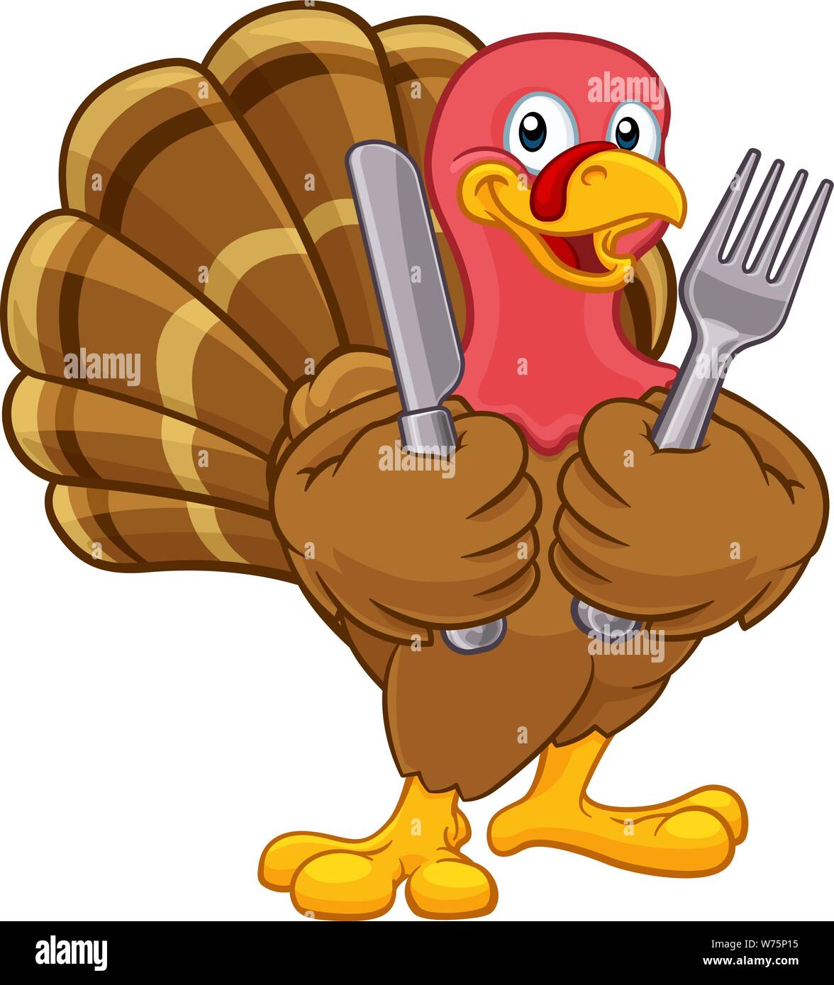 Turkey Thanksgiving or Christmas Cartoon Character Stock Vector