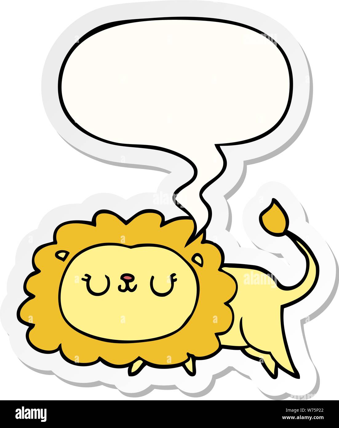 cartoon lion with speech bubble sticker Stock Vector Image & Art - Alamy