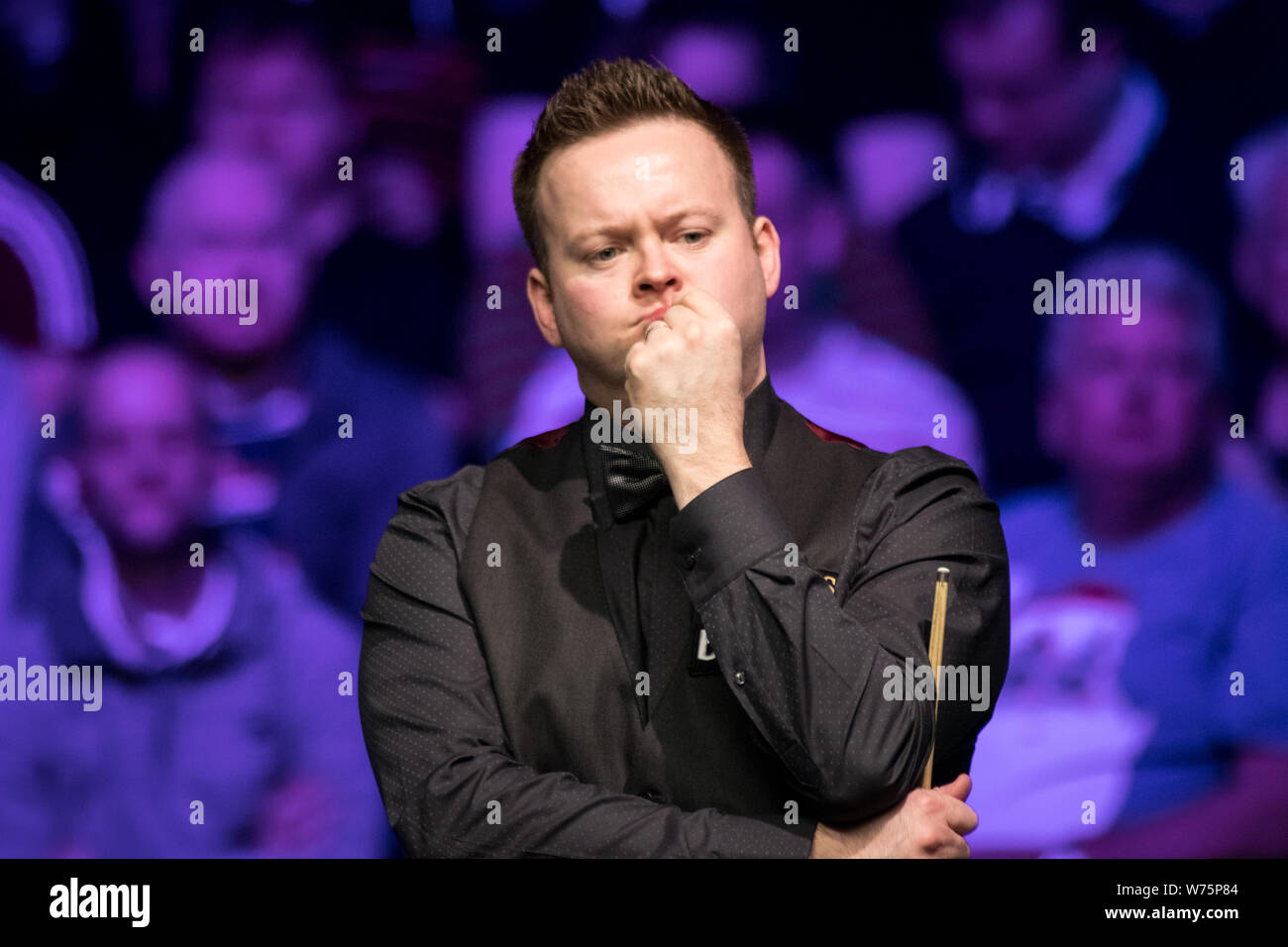 Shaun Murphy of England considers a shot to Ronnie O'Sullivan of England in their final match during the 2017 Betway UK Championship snooker tournamen Stock Photo