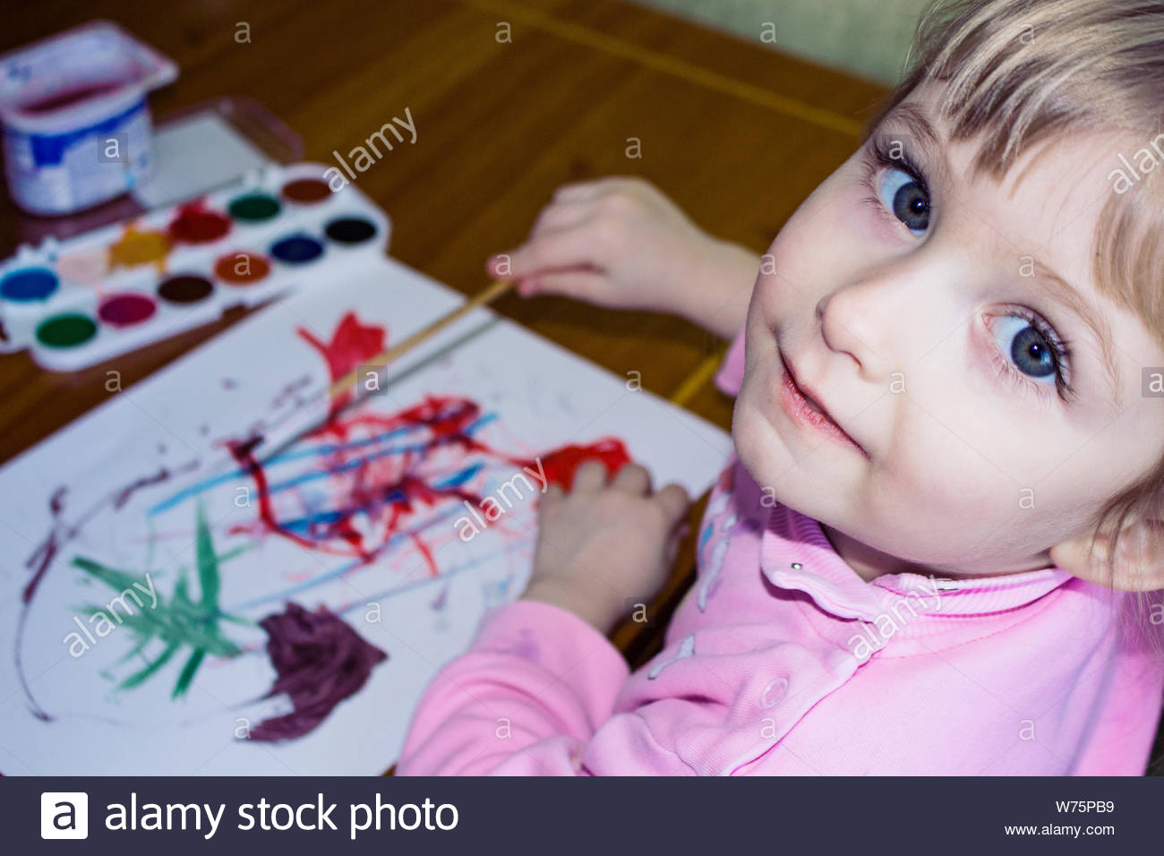 The Cute Child Draws Baby Painting Kids Watercolor Beautiful