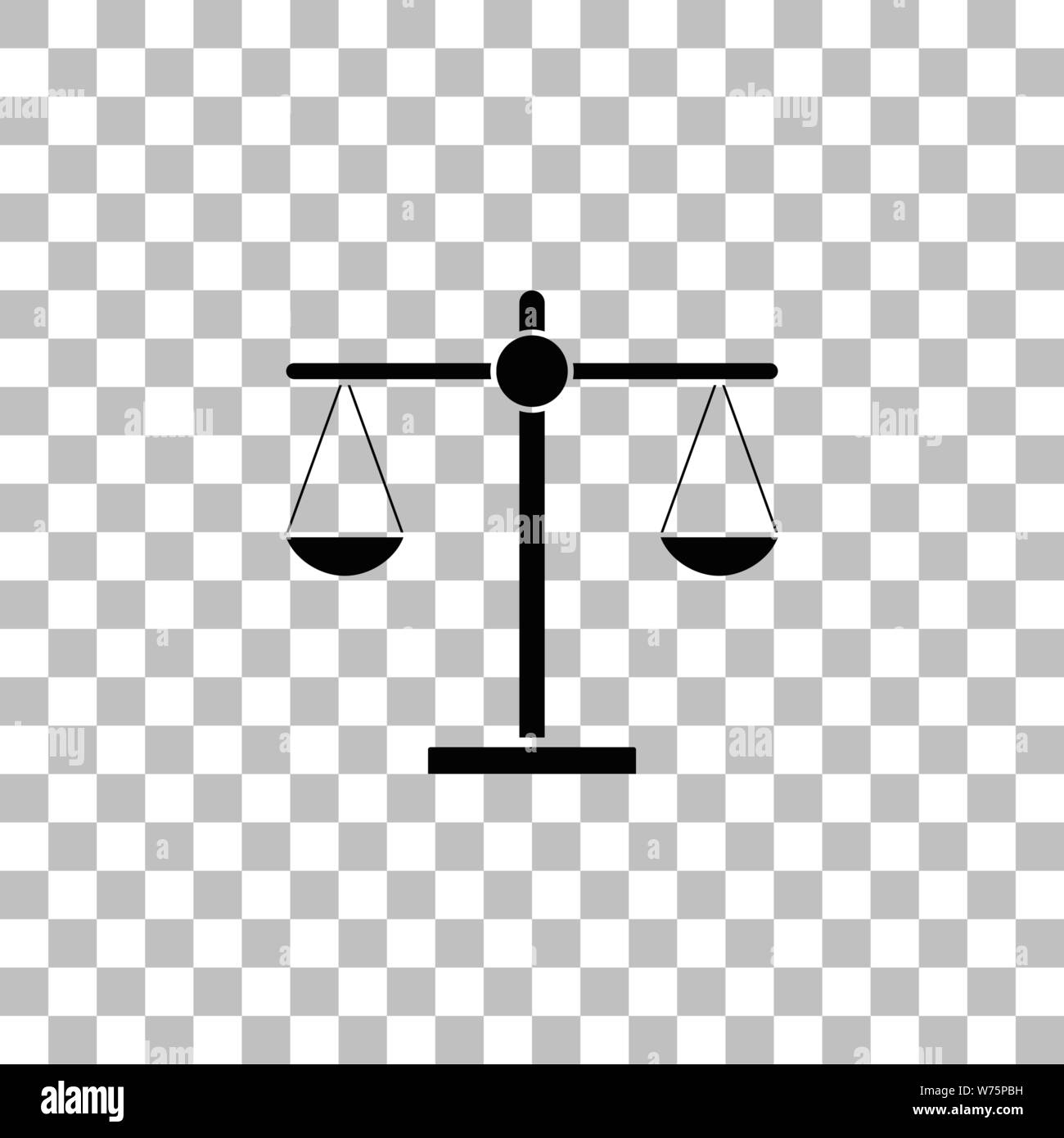 Justice scale. Black flat icon on a transparent background. Pictogram for your project Stock Vector