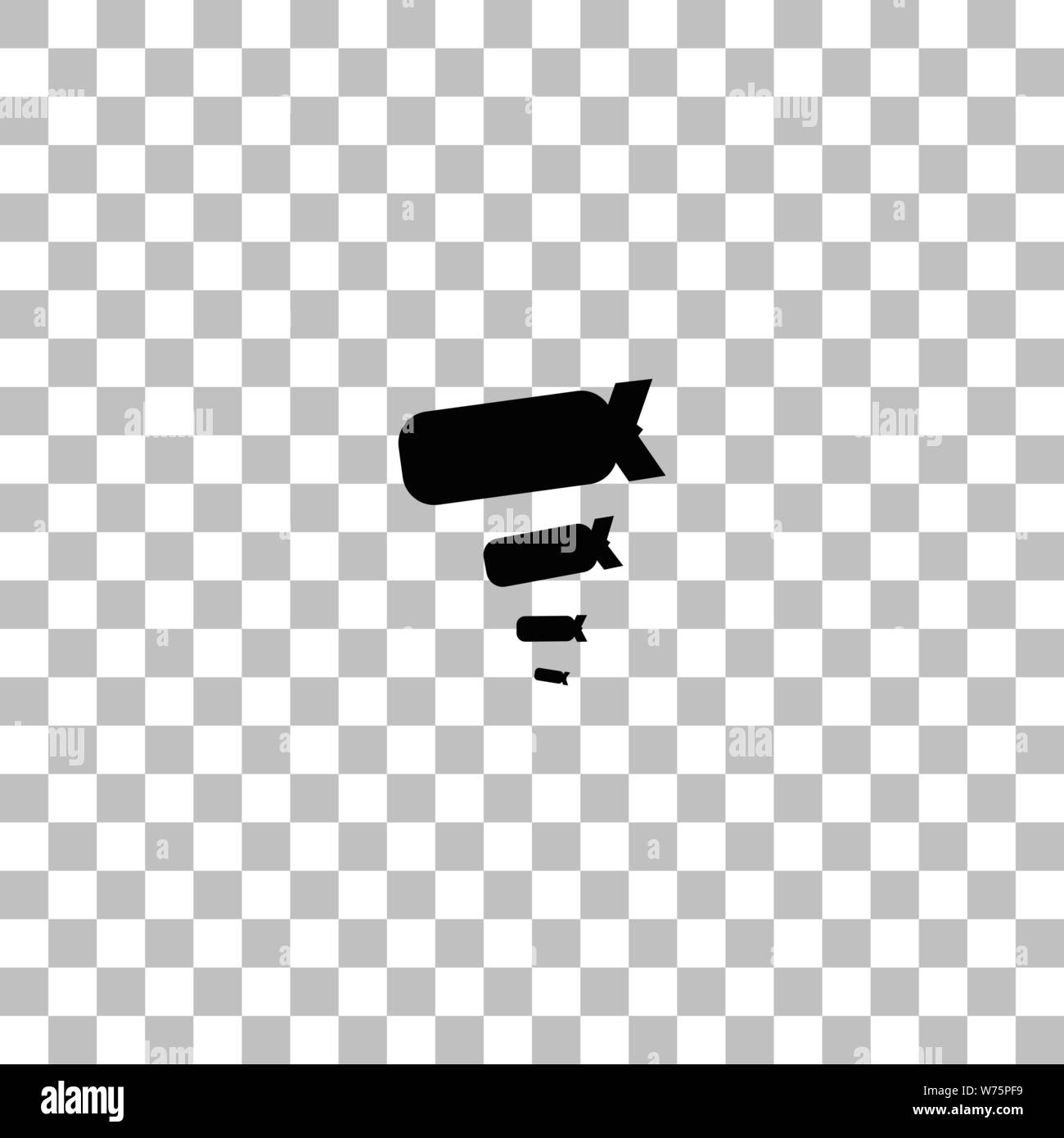 Bombing. Black flat icon on a transparent background. Pictogram for your project Stock Vector