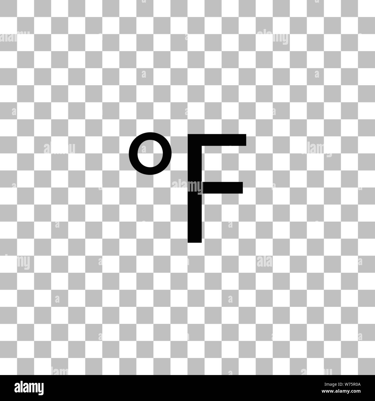 Fahrenheit. Black flat icon on a transparent background. Pictogram for your project Stock Vector