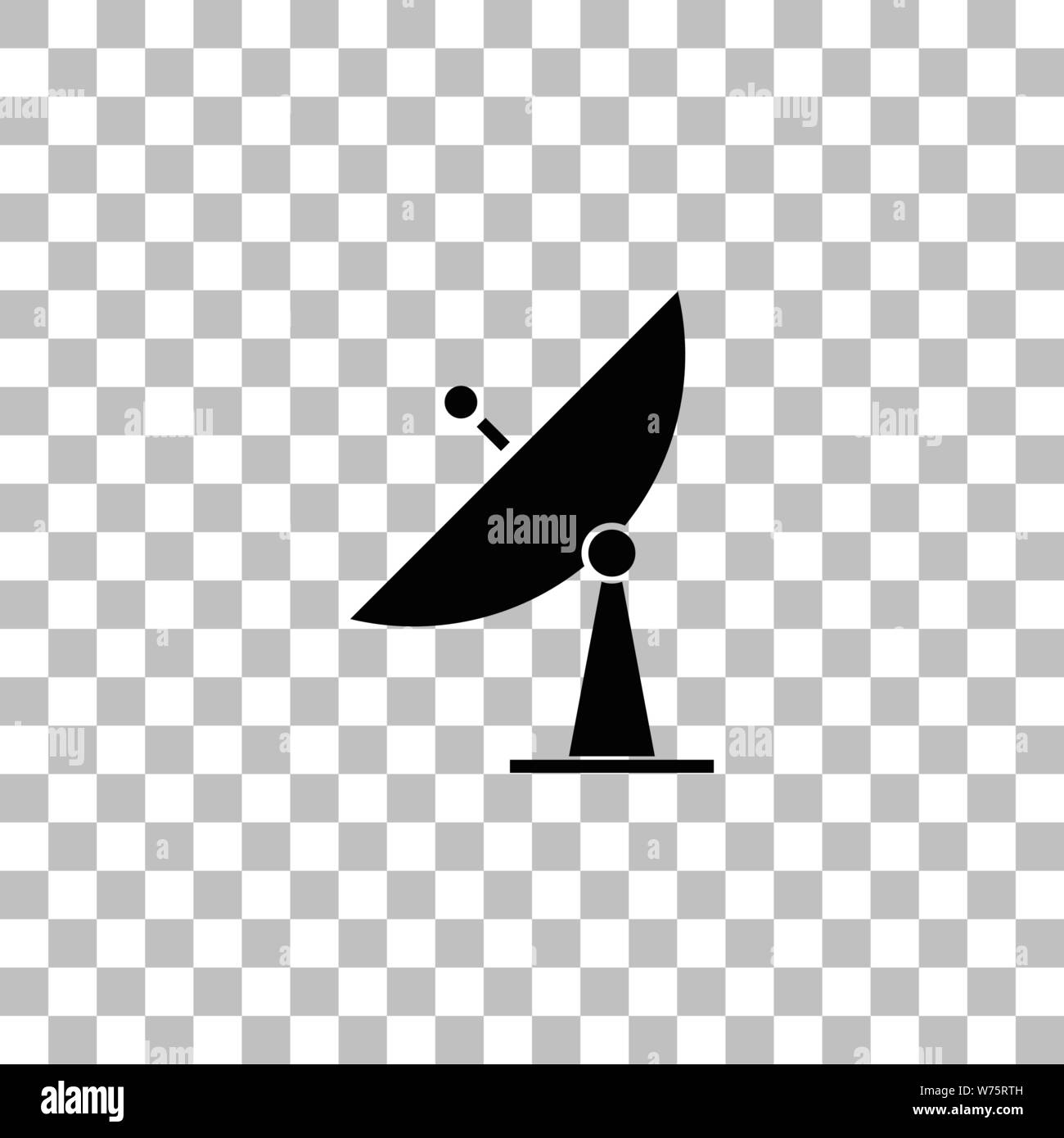 Satellite TV. Black flat icon on a transparent background. Pictogram for your project Stock Vector