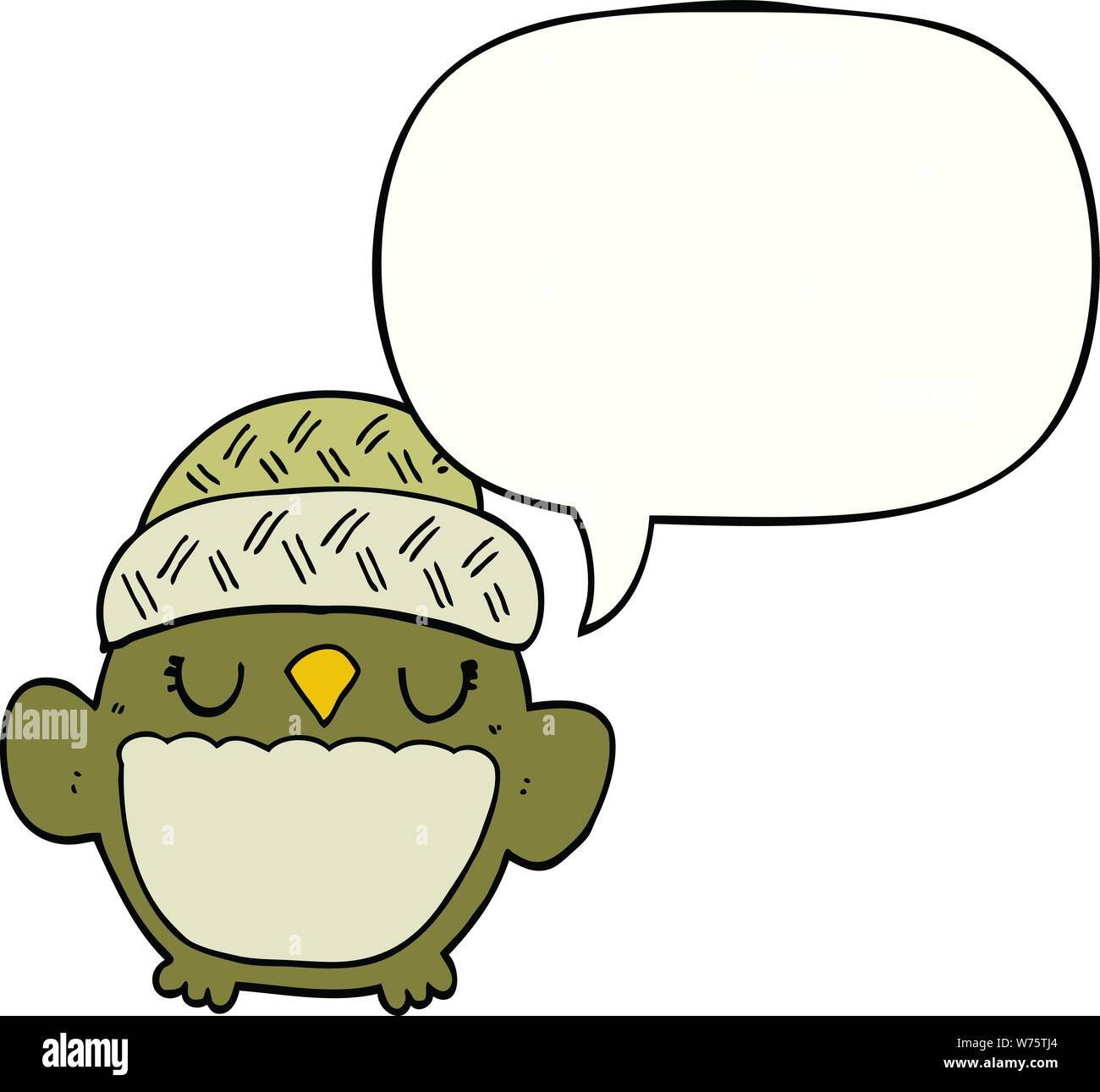cute cartoon owl in hat with speech bubble Stock Vector