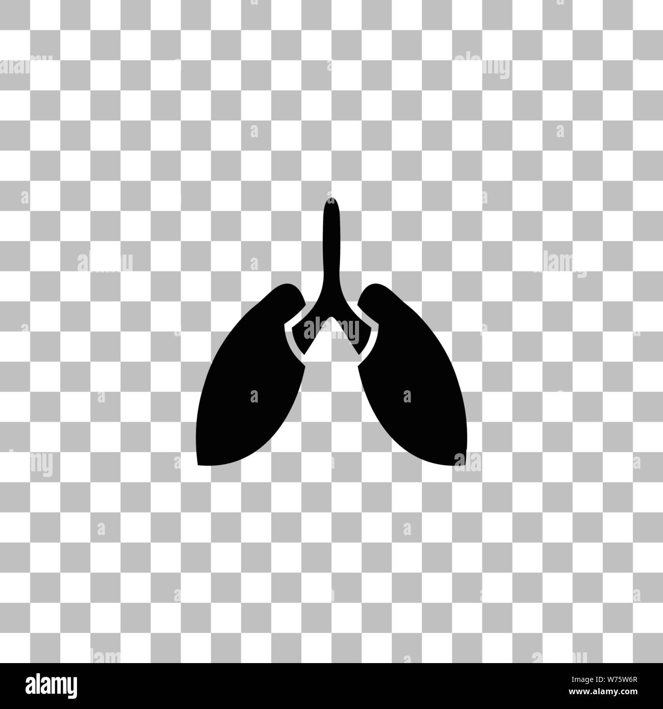 Lungs. Black flat icon on a transparent background. Pictogram for your project Stock Vector