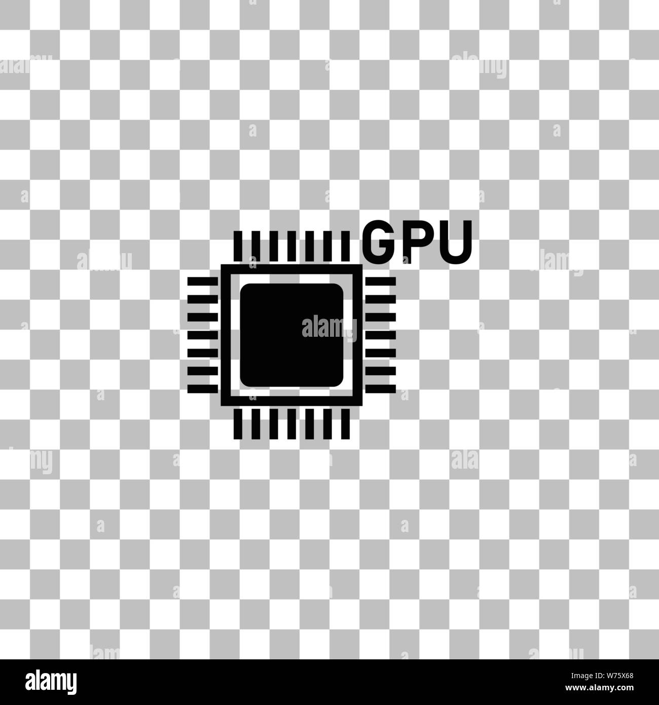 Gpu. Black flat icon on a transparent background. Pictogram for your project Stock Vector