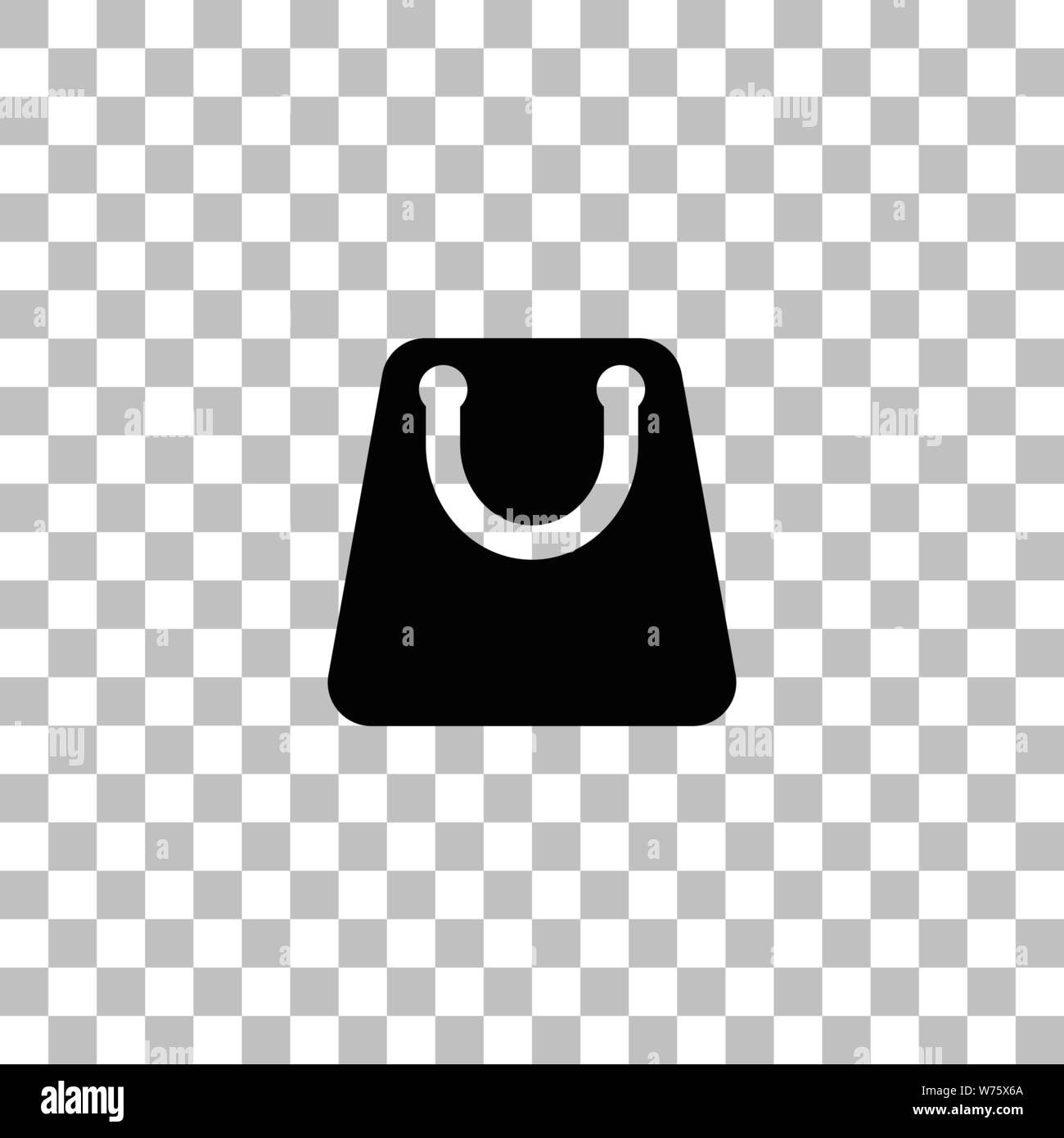 Shopping bag. Black flat icon on a transparent background. Pictogram
