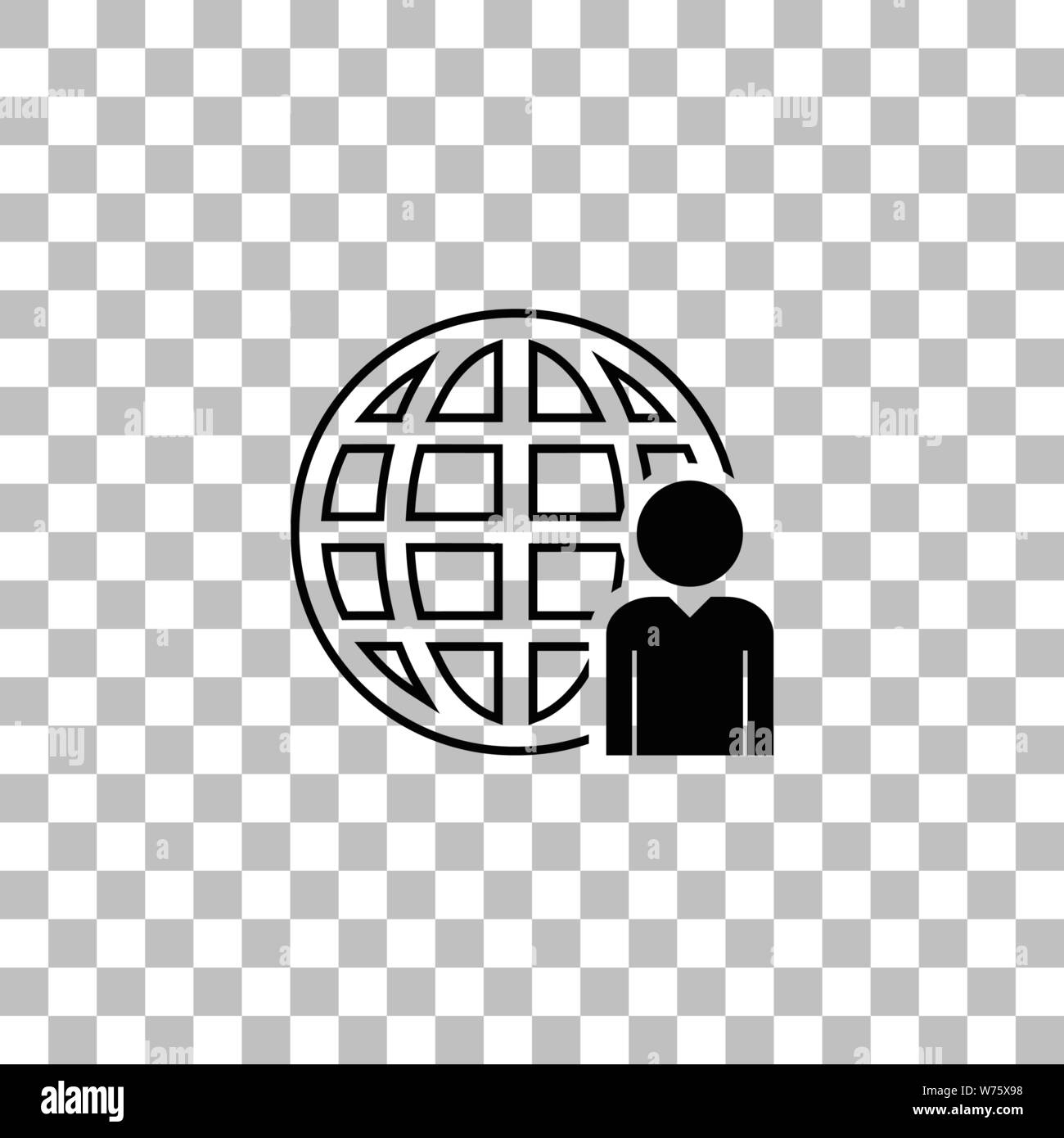 Network administrator. Black flat icon on a transparent background. Pictogram for your project Stock Vector