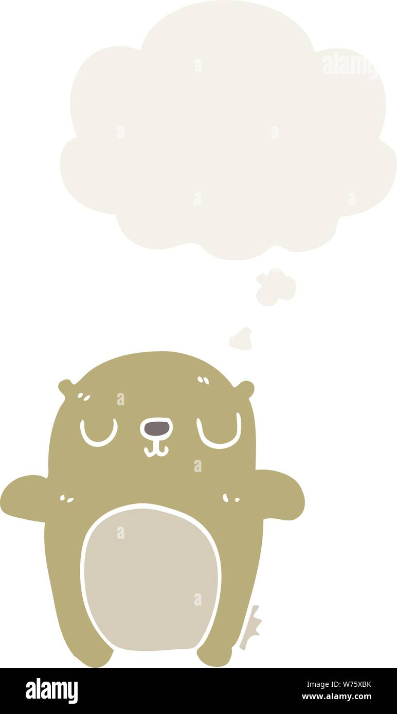 cartoon bear with thought bubble in retro style Stock Vector