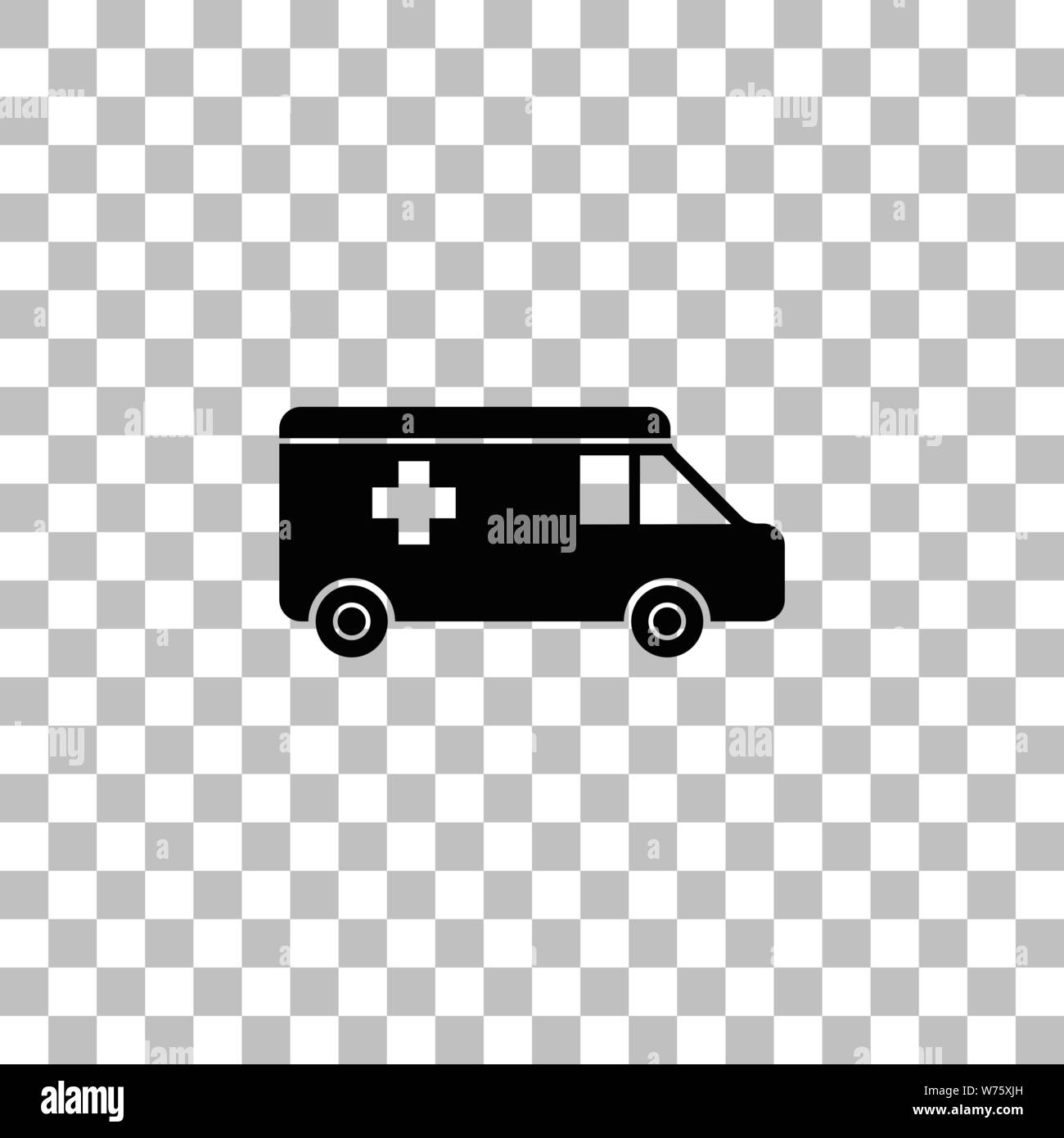 Ambulance. Black flat icon on a transparent background. Pictogram for your project Stock Vector