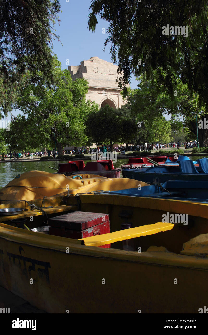 Paddle Boat at artificial lake, India Gate, New Delhi, India Stock