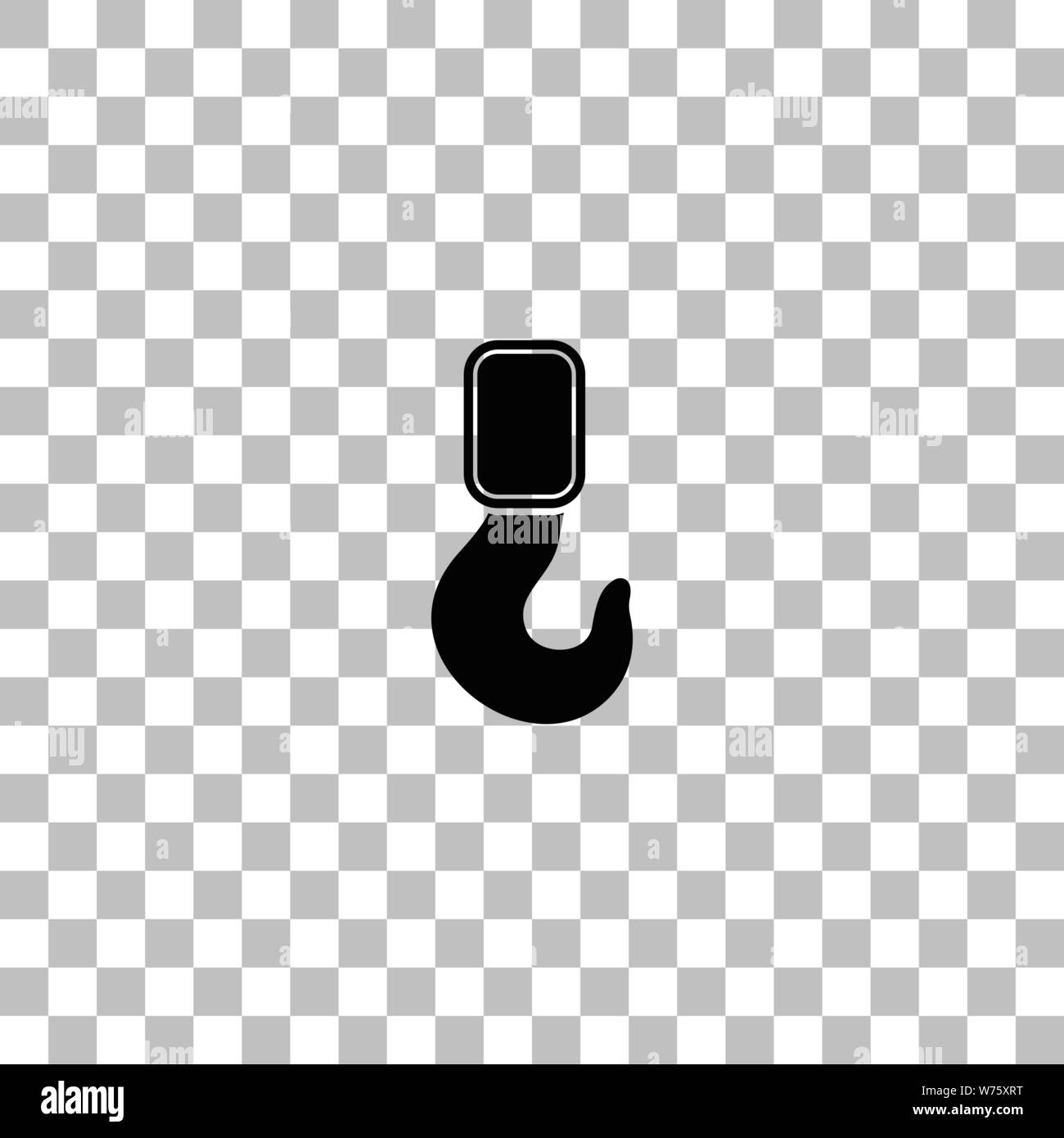 Crane hook. Black flat icon on a transparent background. Pictogram for