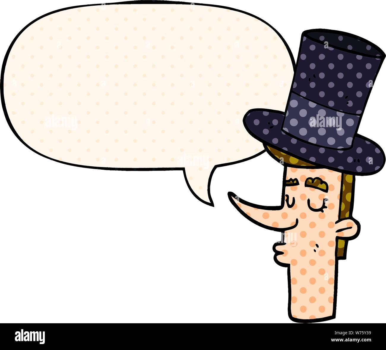 cartoon man wearing top hat with speech bubble in comic book style ...