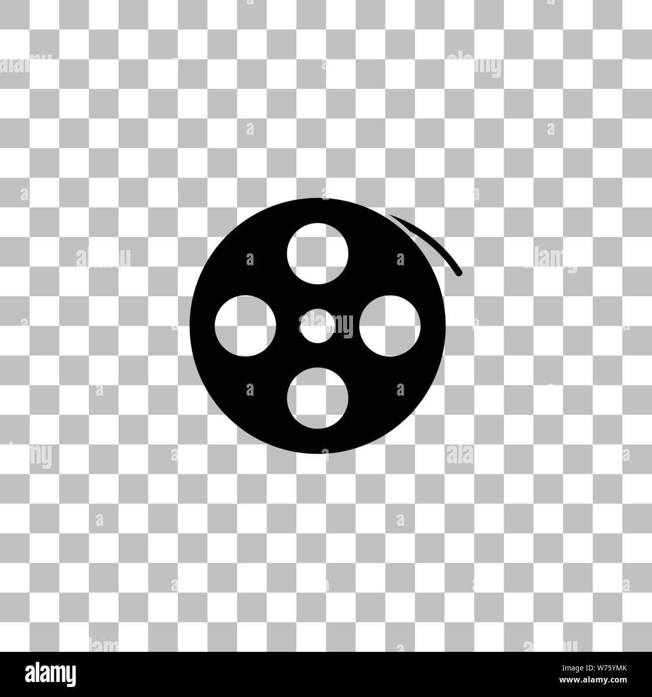 Reel film. Black flat icon on a transparent background. Pictogram