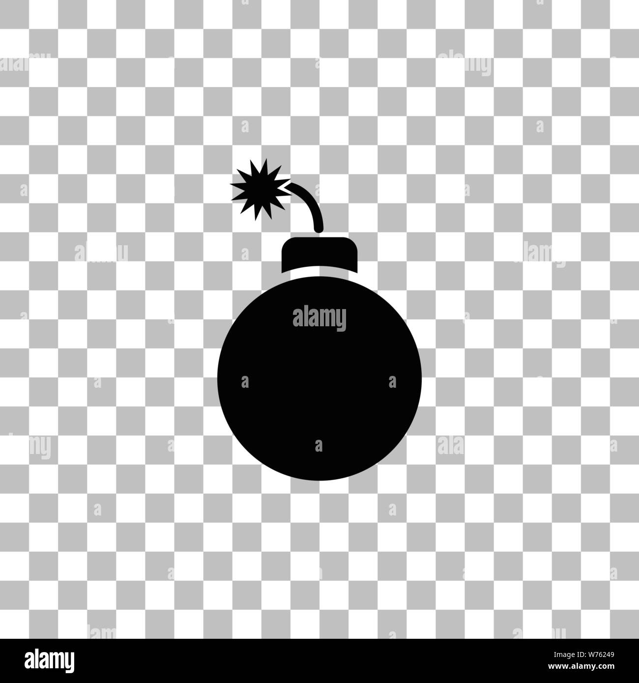 Bomb. Black flat icon on a transparent background. Pictogram for your project Stock Vector