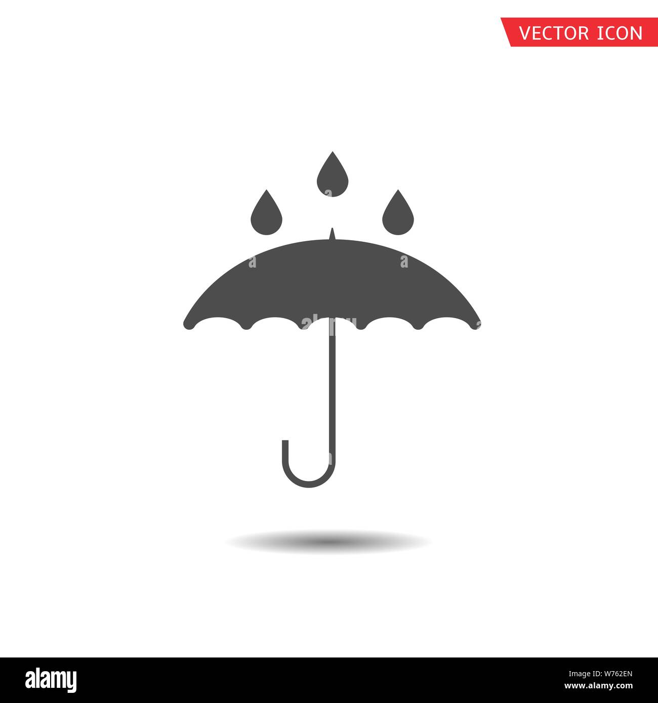 Waterproof technology icon. Umbrella with falling water drops Stock Vector