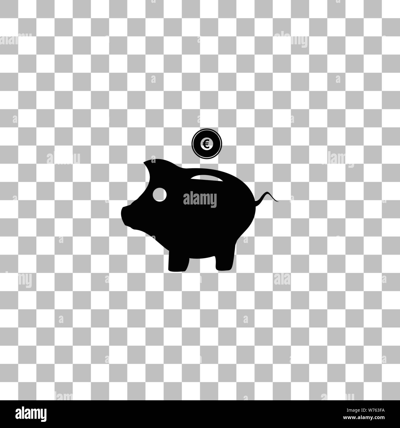 Pig Money Box Black Flat Icon On A Transparent Background - 