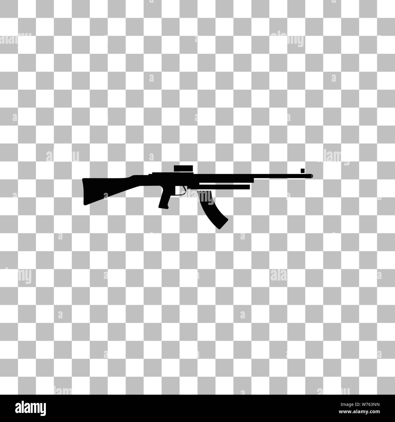 Machine gun. Black flat icon on a transparent background. Pictogram for your project Stock Vector