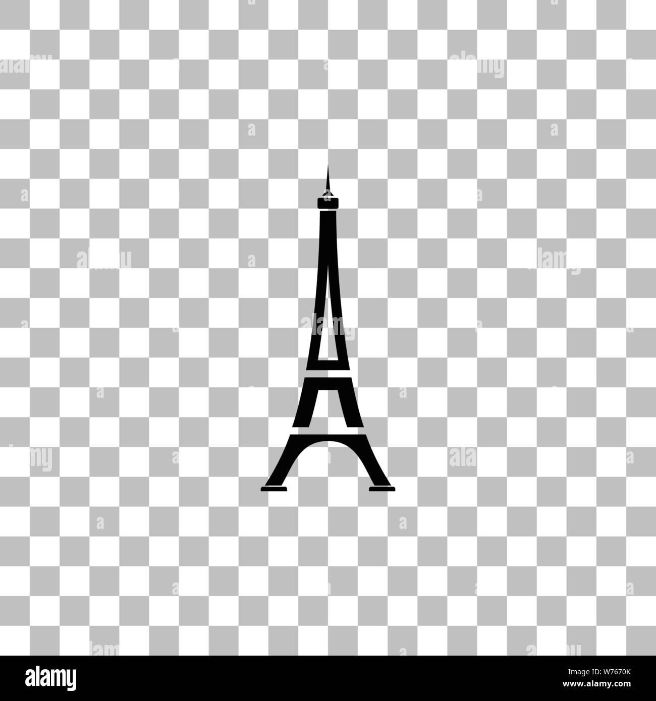 Eiffel tower. Black flat icon on a transparent background. Pictogram for your project Stock Vector