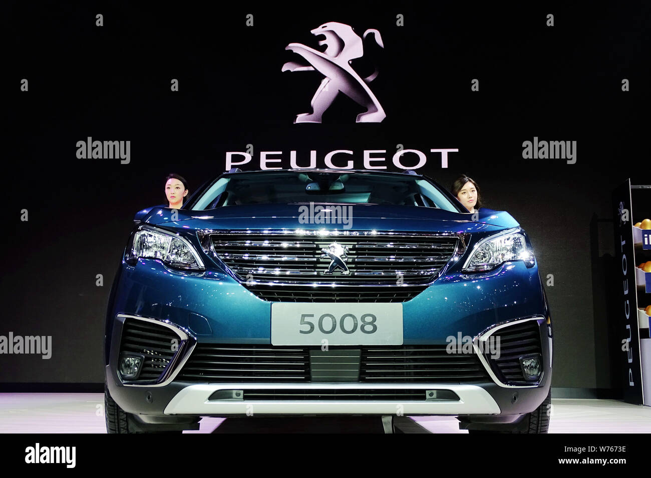 --FILE--A Peugeot 5008 is on display during an automobile exhibition in Wuhan city, central China's Hubei province, 15 October 2017.   PSA Group is re Stock Photo