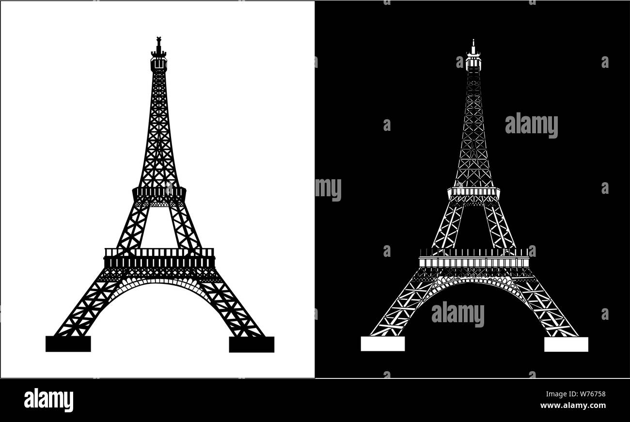 Eiffel Tower Black Silhouette Vector Illustration Stock Vector