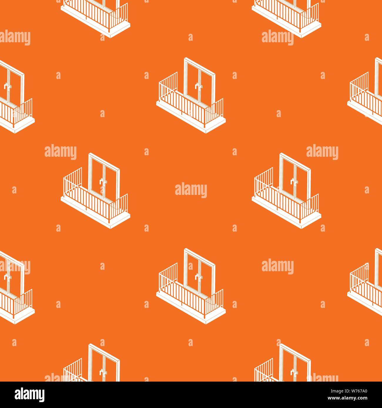 Balcony with metal fencing pattern vector orange Stock Vector