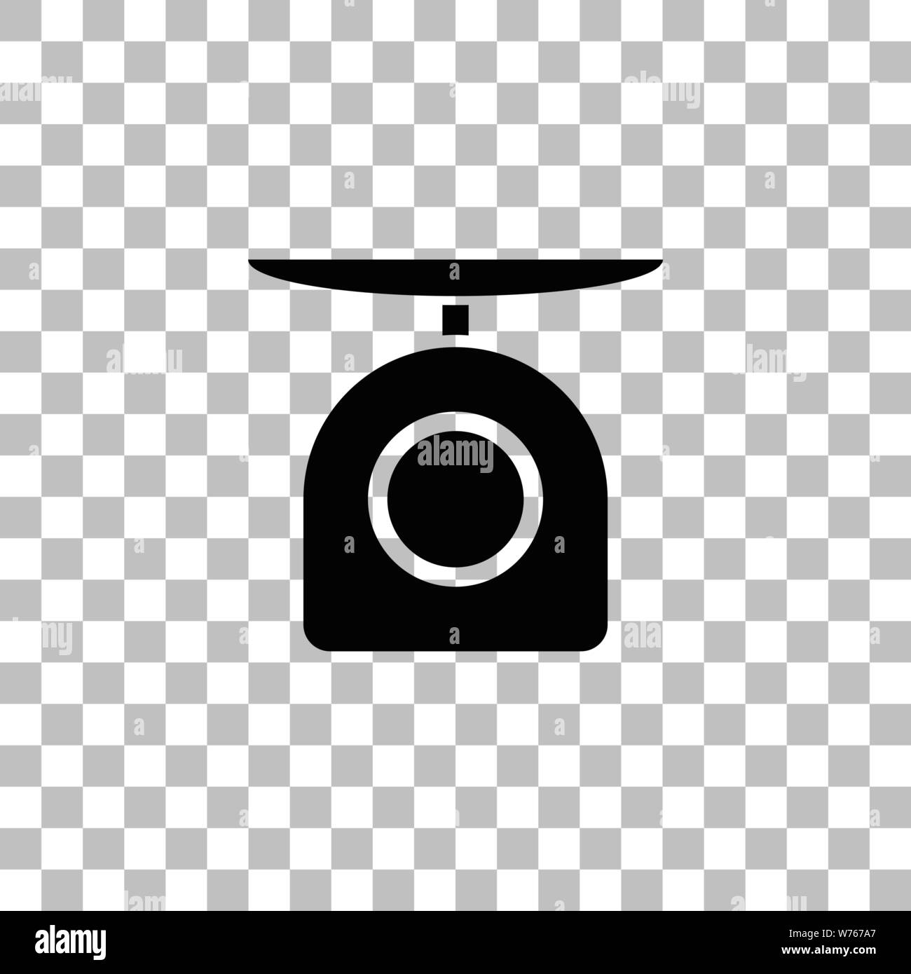 Weight scale. Black flat icon on a transparent background. Pictogram for your project Stock Vector