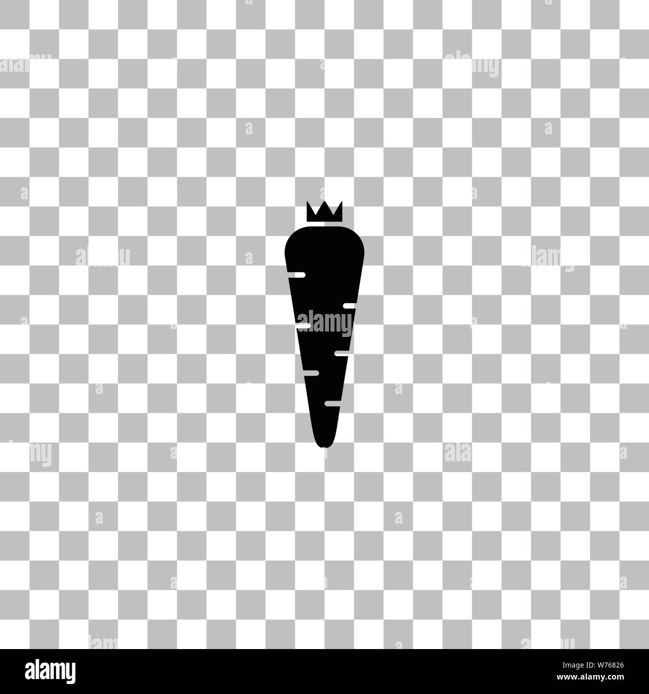Carrot. Black flat icon on a transparent background. Pictogram for your project Stock Vector