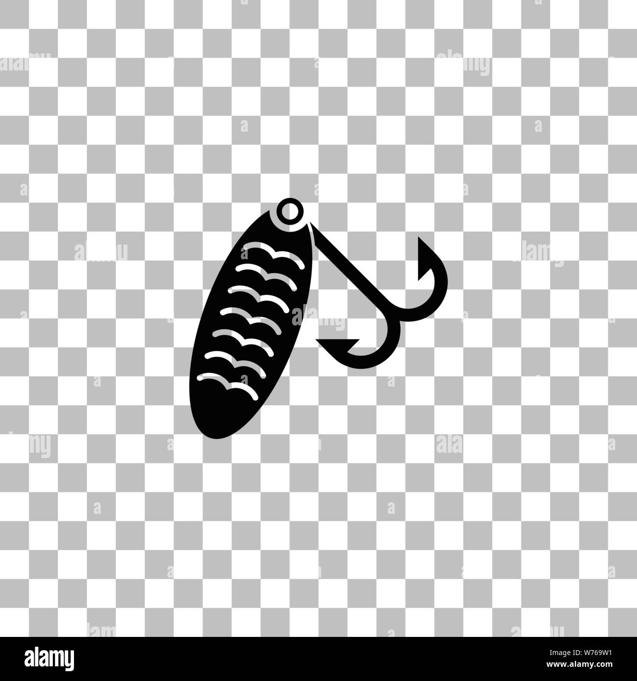 Fishing tackle. Black flat icon on a transparent background. Pictogram for your project Stock Vector