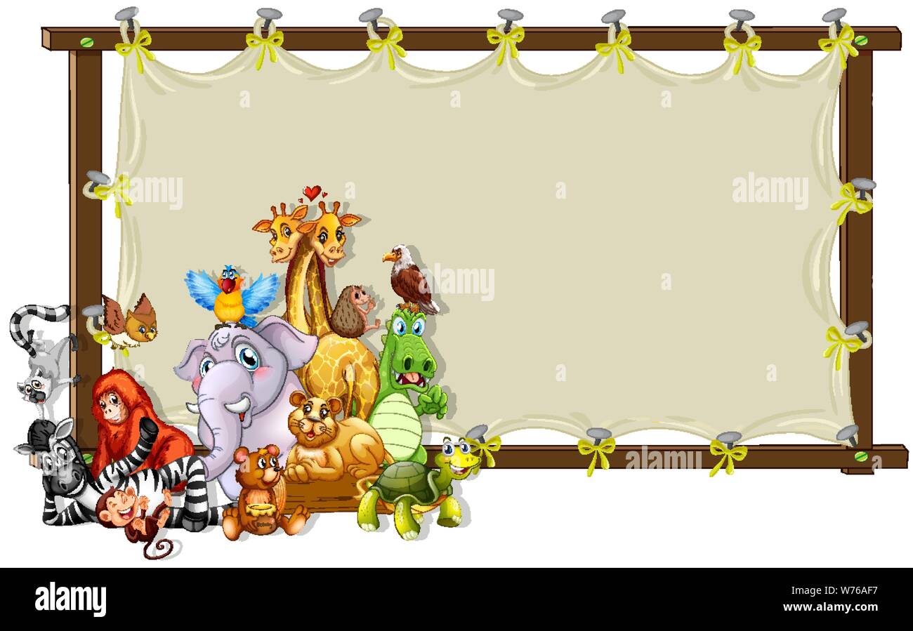 Border template with cute animals illustration Stock Vector Image & Art ...