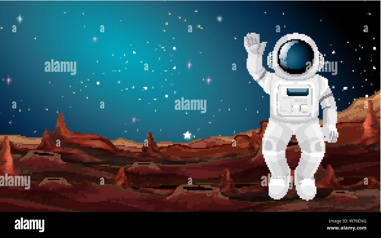 Astronaut on planet scene illustration Stock Vector Image & Art - Alamy
