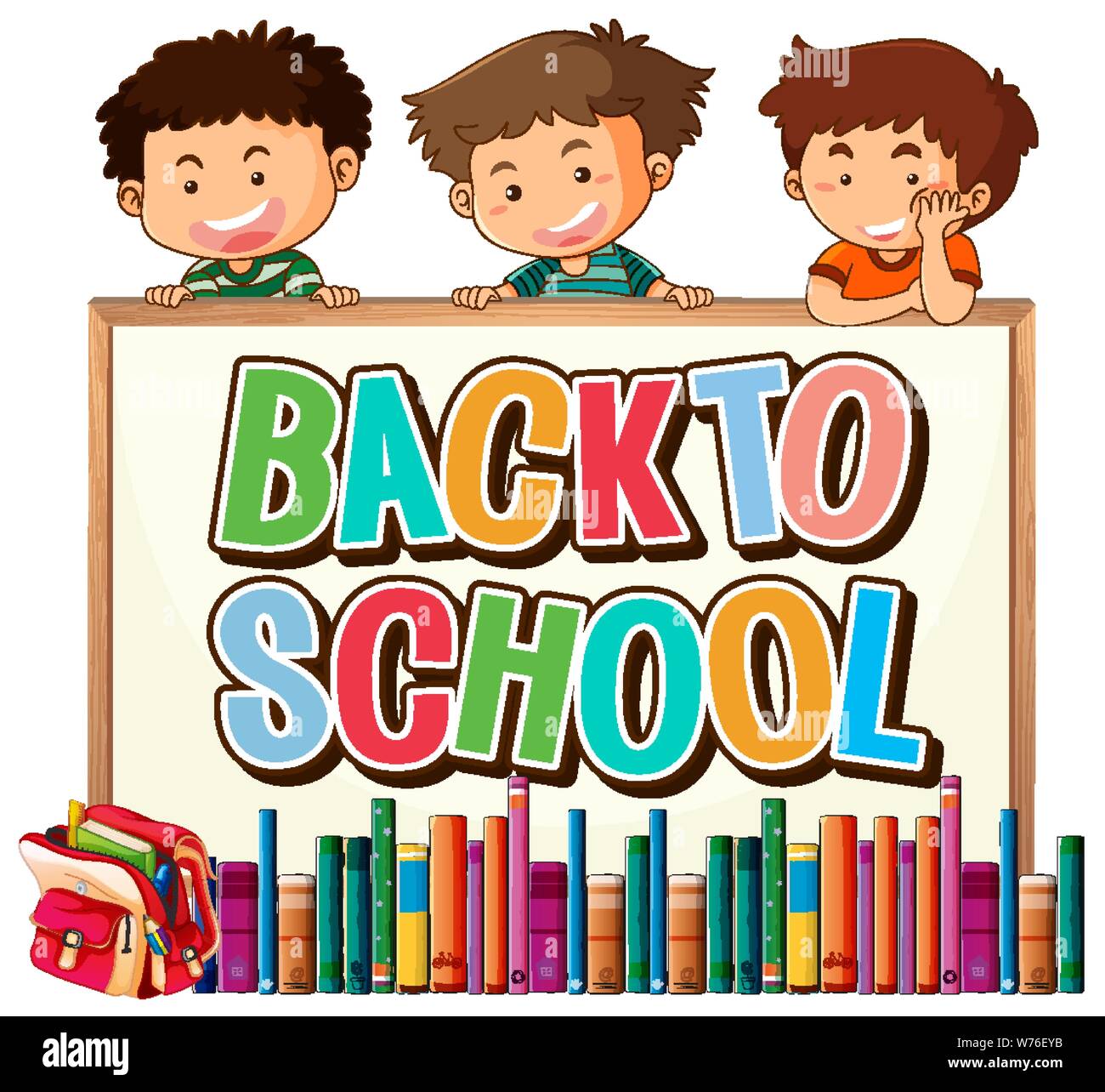 Back to school template with boys illustration Stock Vector Image & Art ...