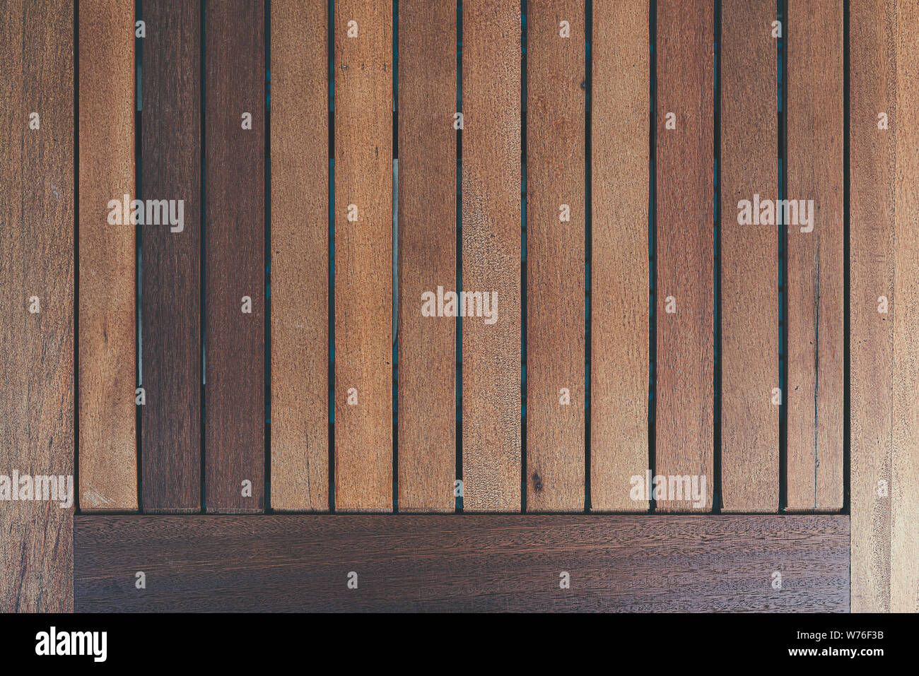 directly above shot of brown rustic wooden table Stock Photo