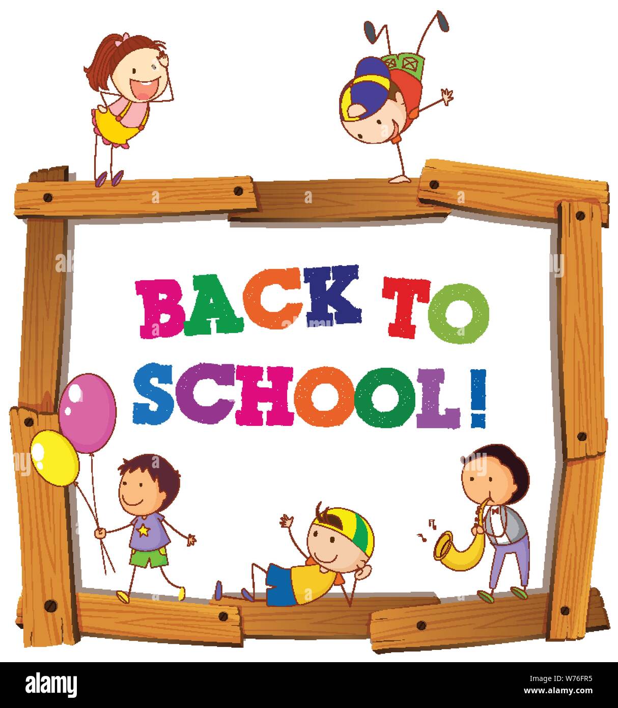 Back to school template with children illustration Stock Vector Image ...