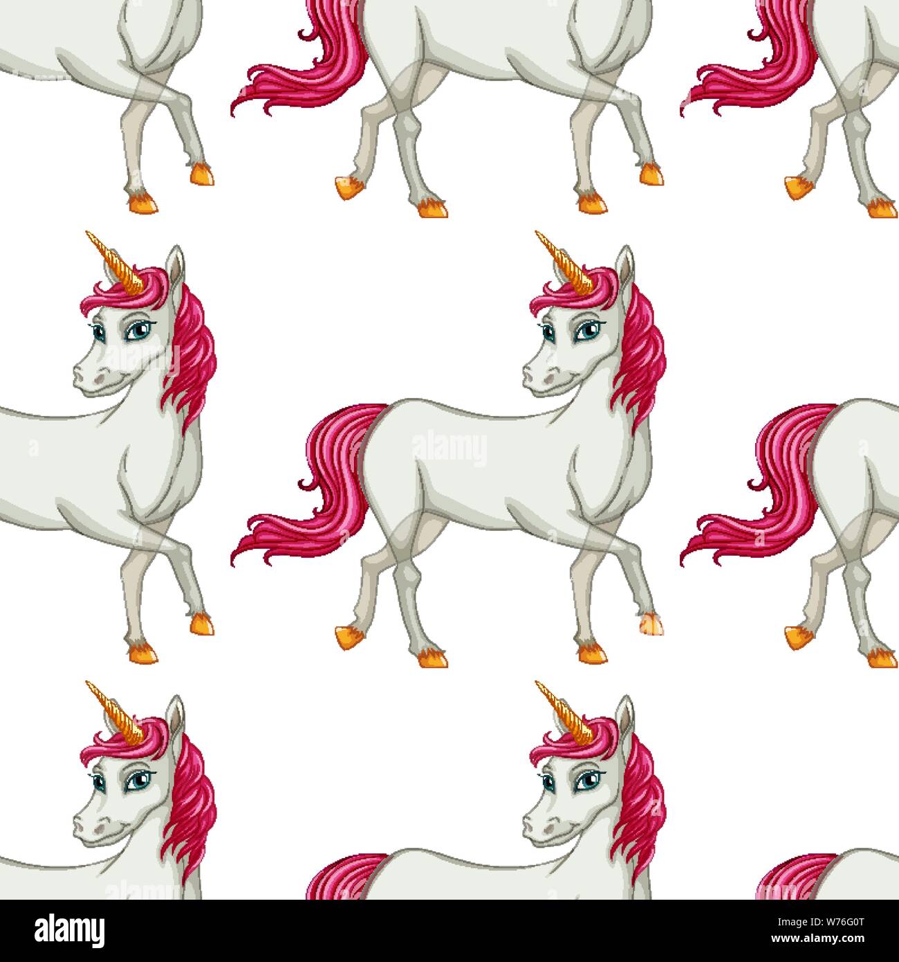 Seamless pattern tile cartoon with unicorn illustration Stock Vector ...