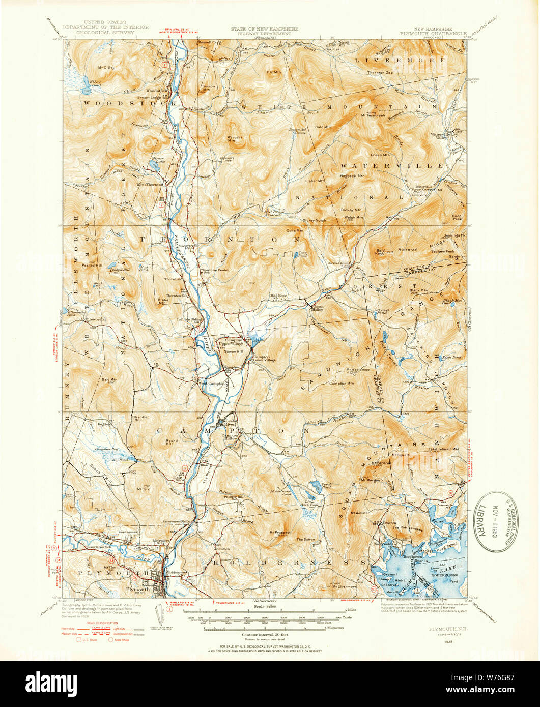 Map of Plymouth, New Hampshire - Hi-res stock photography and images