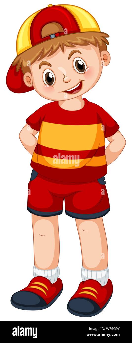 Adorable boy on isolated white background illustration Stock Vector ...