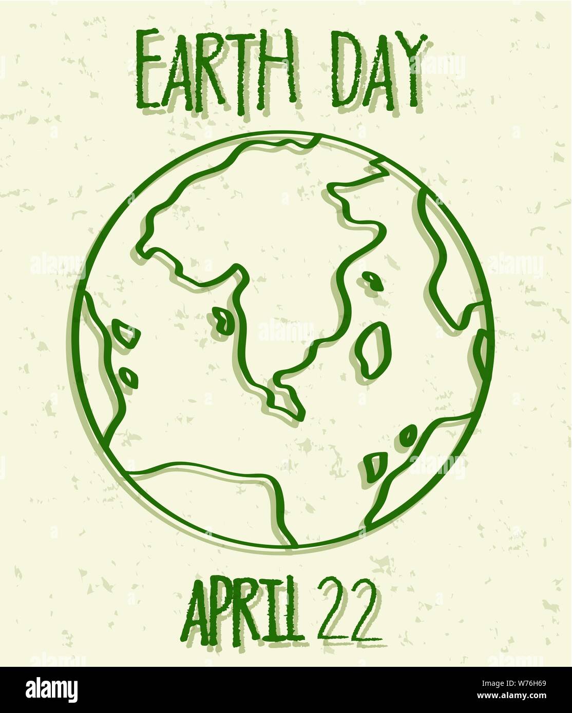 Green outline earth day poster illustration Stock Vector