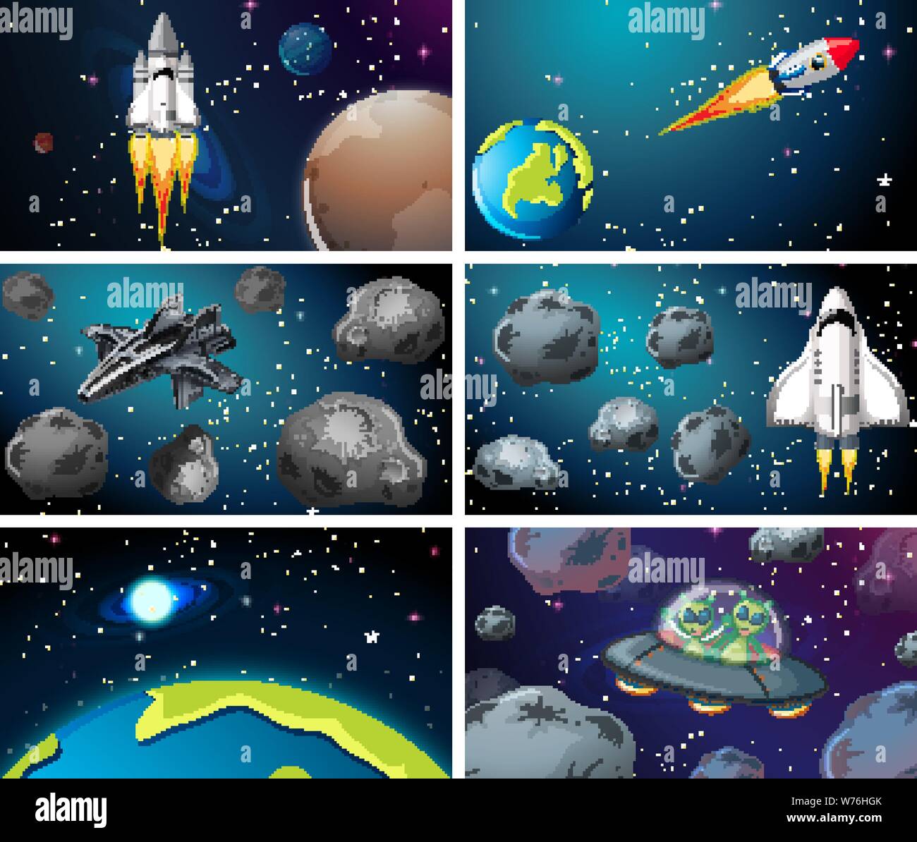 large space scene set illustration Stock Vector Image & Art - Alamy