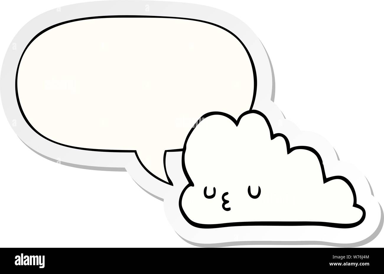 cute cartoon cloud with speech bubble sticker Stock Vector Image & Art ...