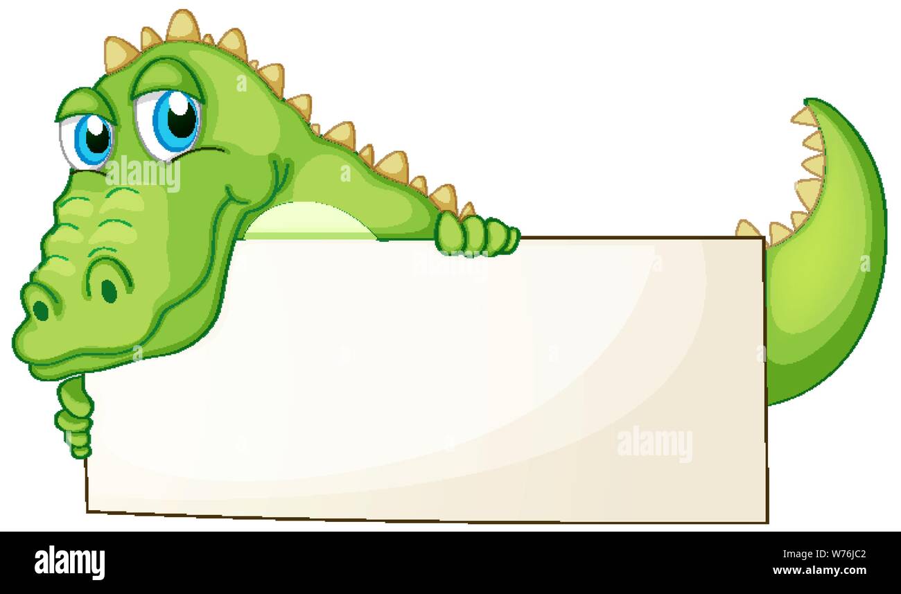Border template design with cute crocodile illustration Stock Vector ...