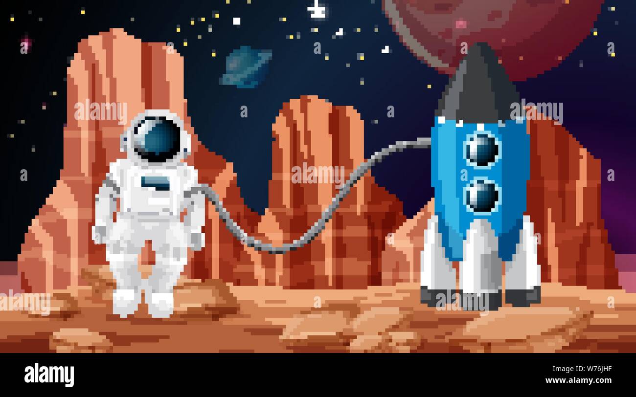 astronaut in space scene illustration Stock Vector Image & Art - Alamy