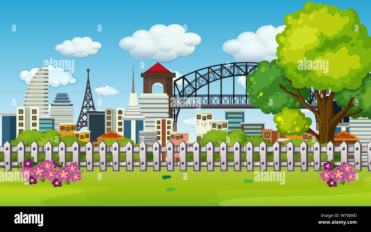 Outdoor city park scene illustration Stock Vector Image & Art - Alamy