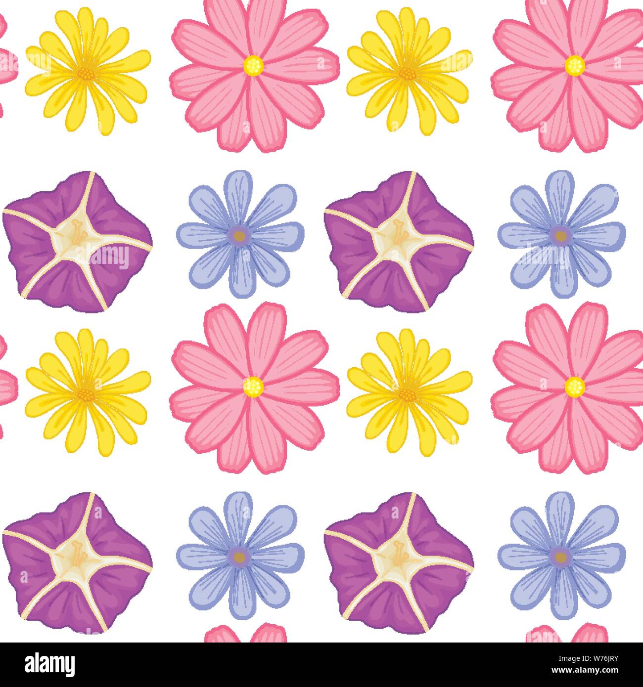 Seamless pattern tile cartoon with flowers illustration Stock Vector ...