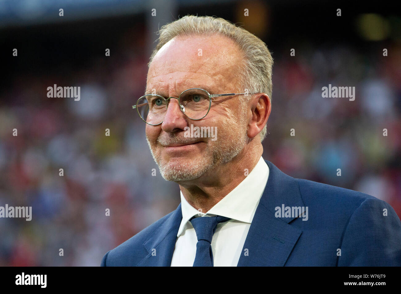 FC Bayern - Management Chairman Karl-Heinz RUMMENIGGE (M). Soccer, Bayern Munich (M) - Fenerbahce Istanbul (FBI) 6: 1, Audi Cup 2019, semi-finals, on 07/30/2019 in Muenchen / ALLIANZARENA / Germany. ¬ | usage worldwide Stock Photo