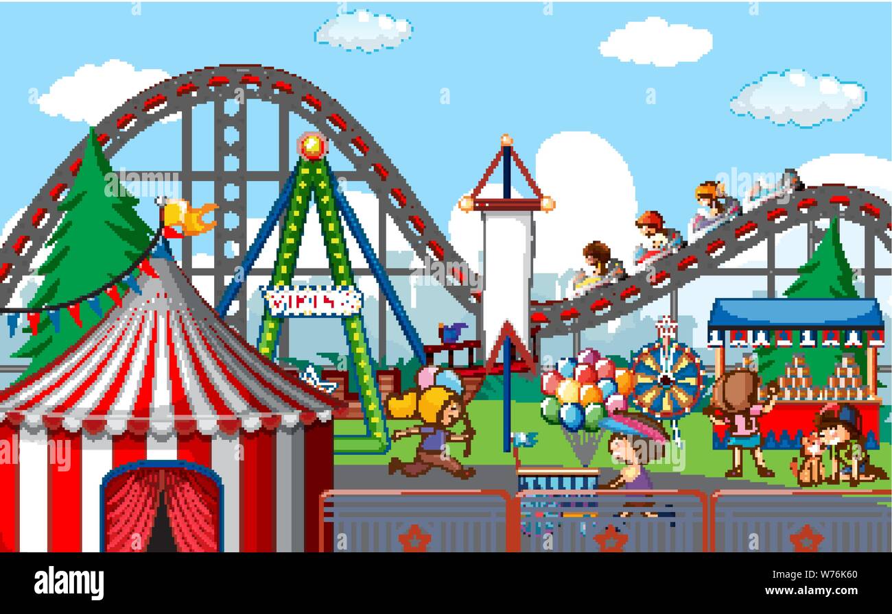 An outdoor funfair scene illustration Stock Vector Image & Art - Alamy