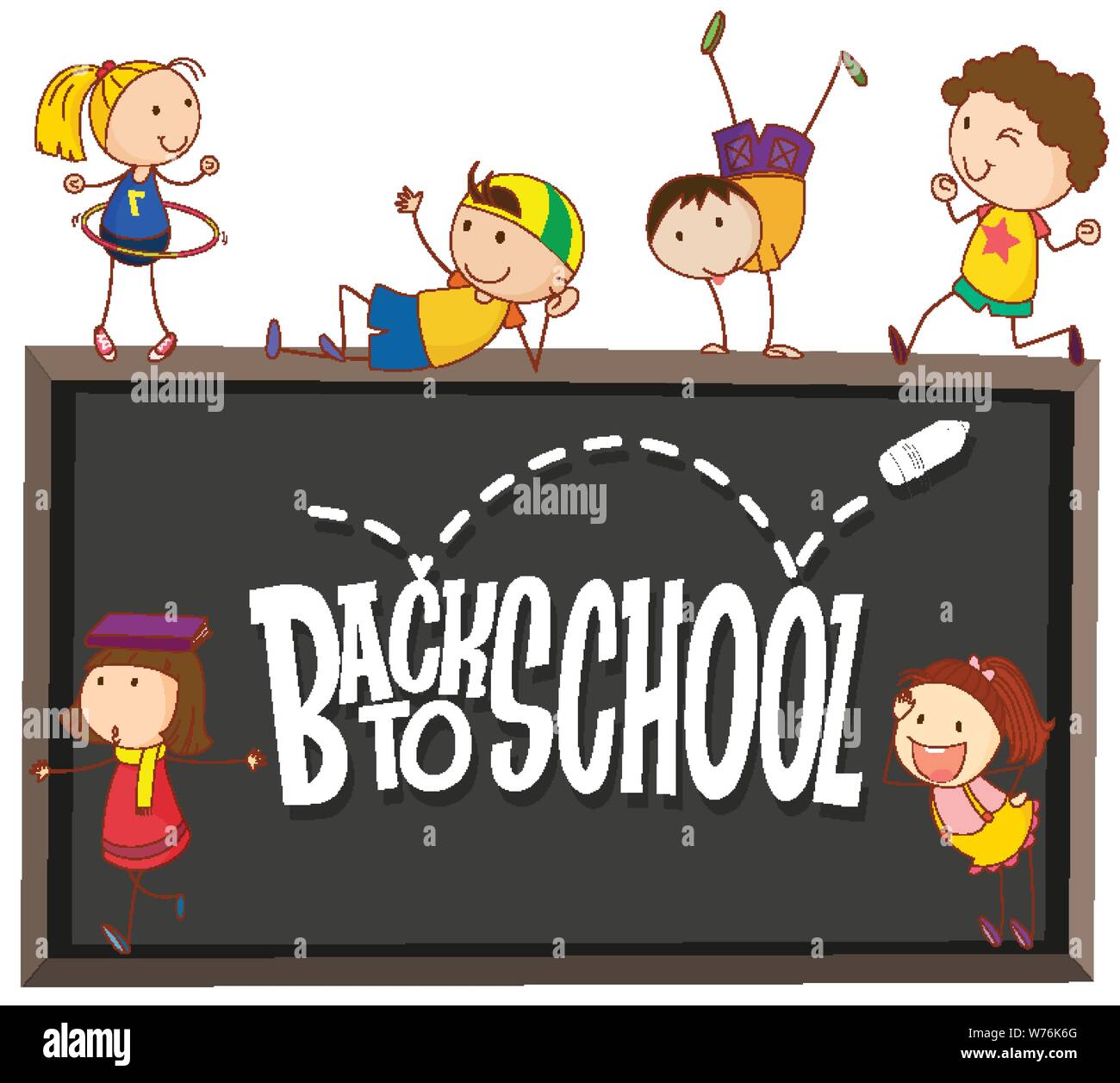 Back to school template with children illustration Stock Vector Image ...
