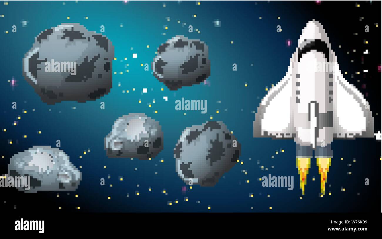 Rocket and asteroid scene illustration Stock Vector Image & Art - Alamy