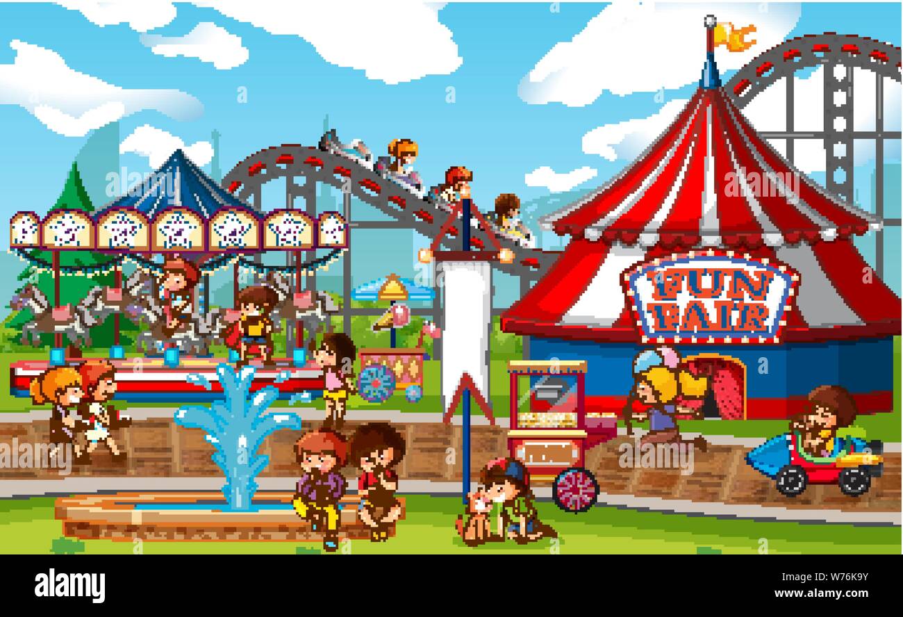 An outdoor funfair scene illustration Stock Vector Image & Art - Alamy